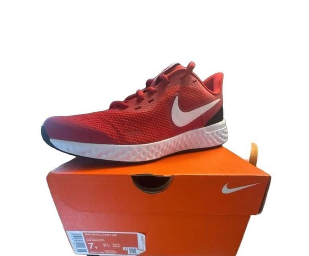 Nike Revolution 5 GS Gym Red White Black BQ5671 600 Size 7Y